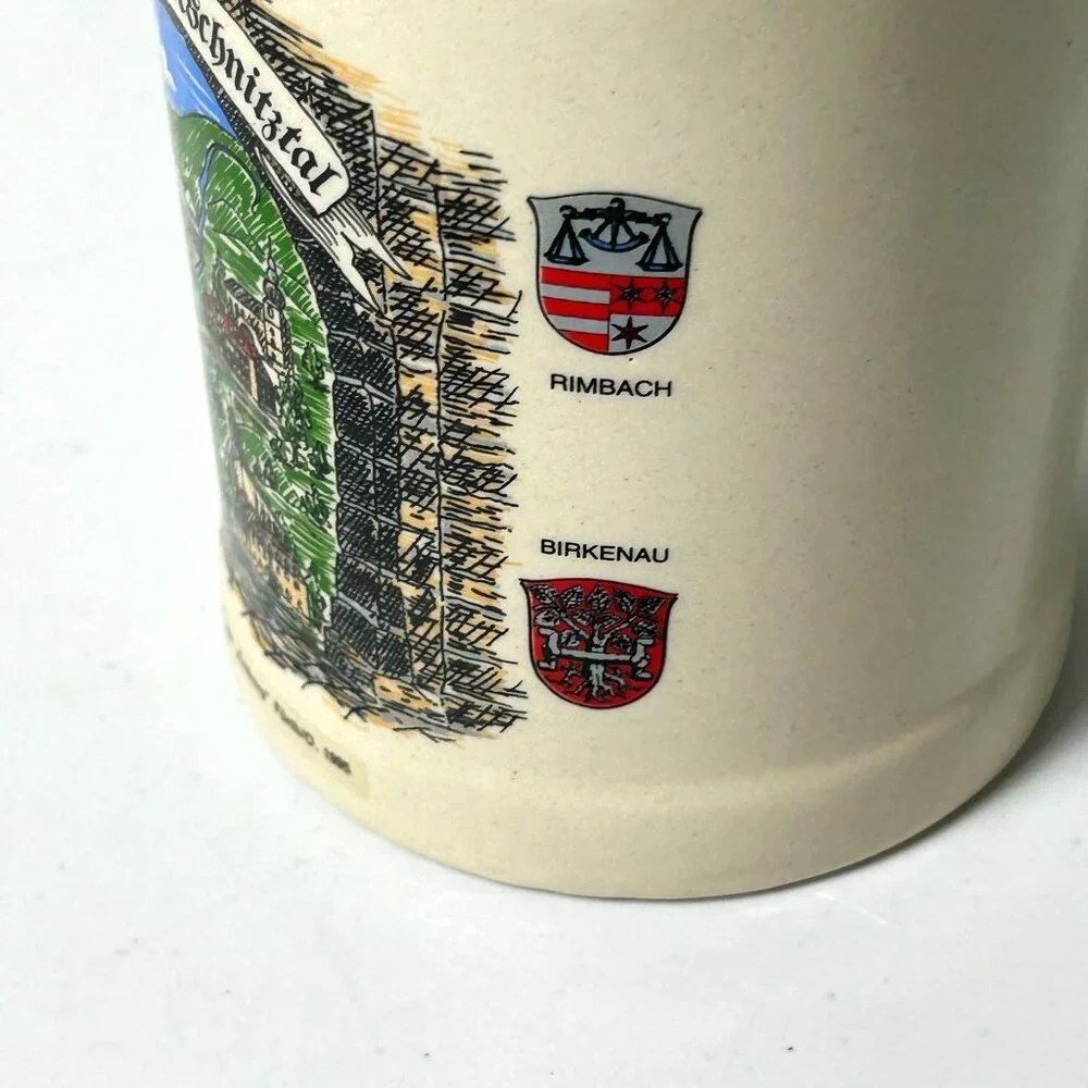 1200 Jahre Weschnitztal Beer Stein‎ with Lid Erzberg Furth Germany Rimbach Crest